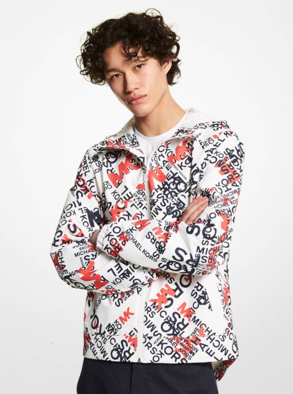 Panske Bundy Michael Kors Graphic Logo Woven Hooded Hnede Ruzove - Oblecenie Michael Kors Obchod | IZBCS-1783